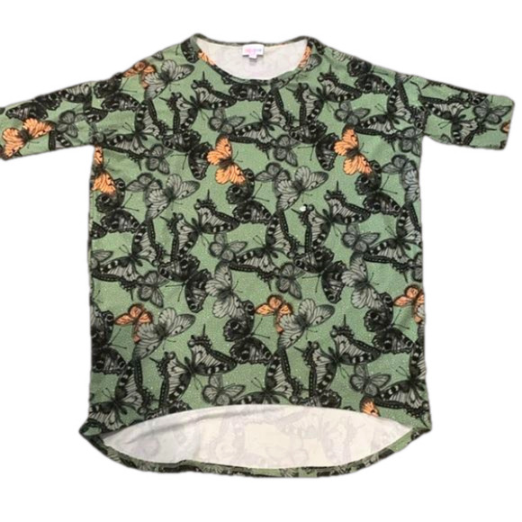 LuLaRoe XXS Oversized Irma Sage Green Butterfly Passion Tee - Picture 1 of 9